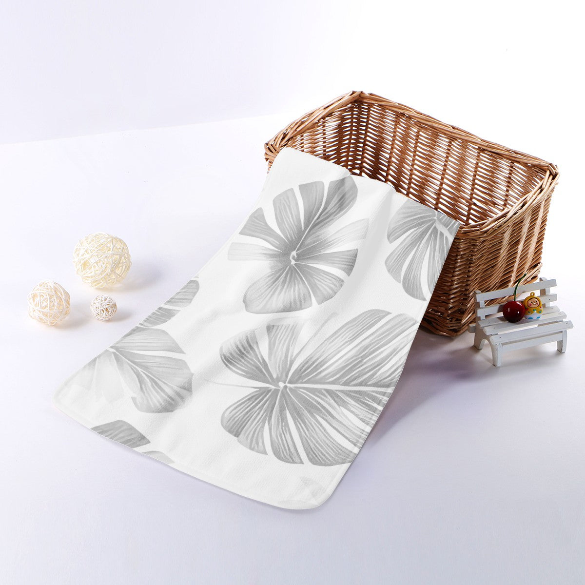 White Monstera Hand Towel