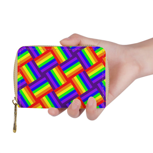 Rainbow Weave Zipper Card Holder