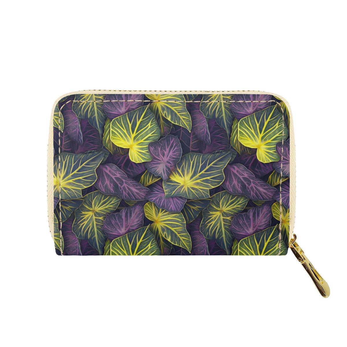 Luxtrini Iridescent Syngonium: Purple and Yellow Zipper Card Holder