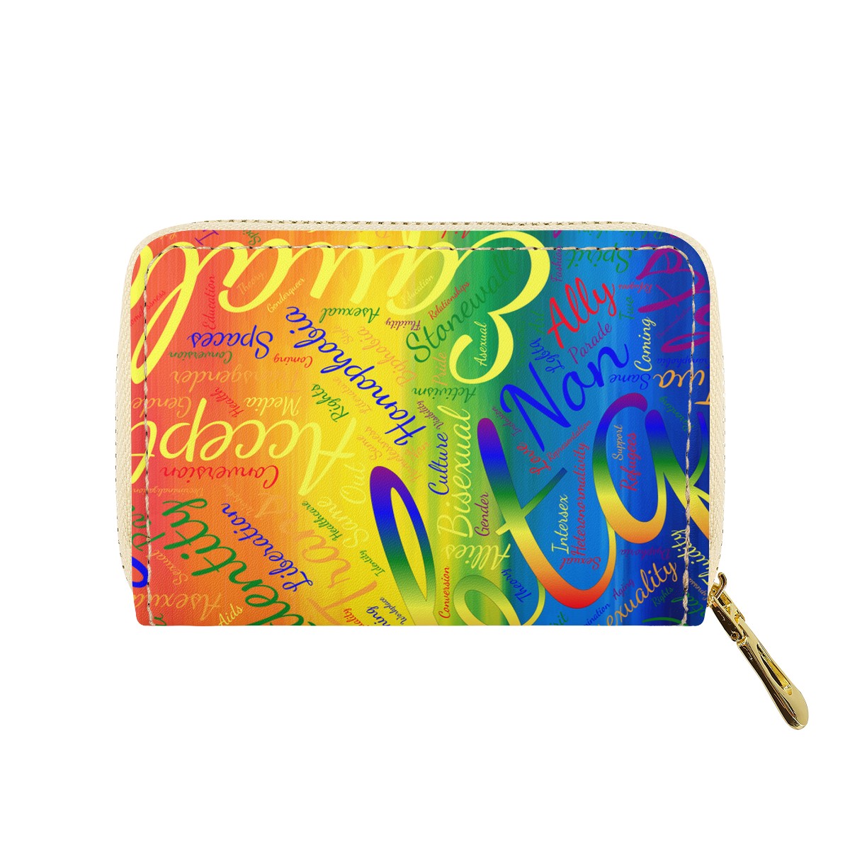 LGBTQ Word Cloud Zipper Card Holder