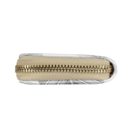 White Monstera Zipper Card Holder