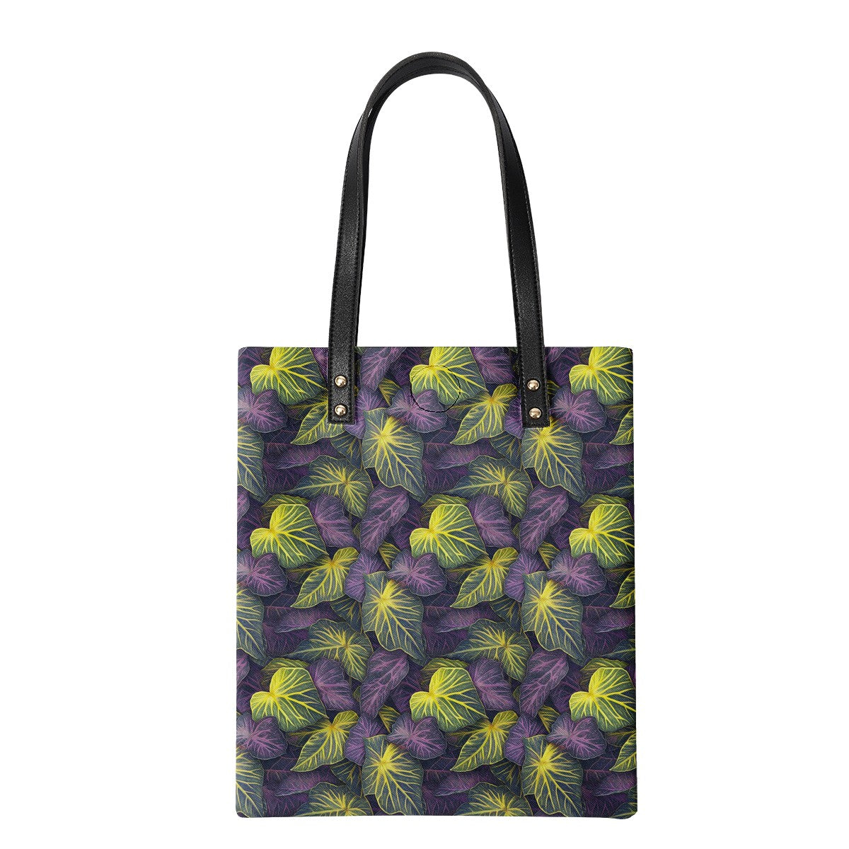 Luxtrini Iridescent Syngonium: Purple and Yellow PU Leather Handbags