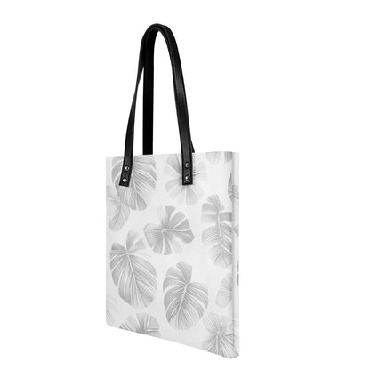 White Monstera PU Leather Handbags