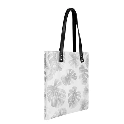 White Monstera PU Leather Handbags