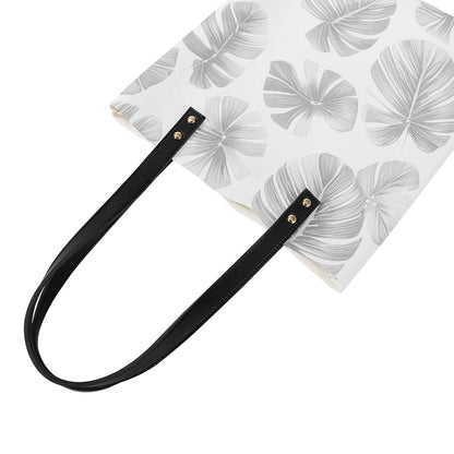 White Monstera PU Leather Handbags