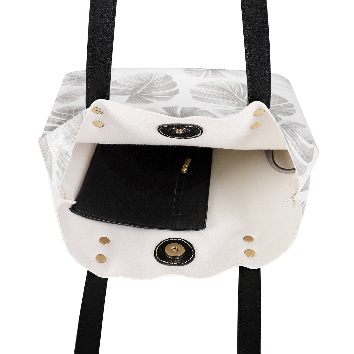 White Monstera PU Leather Handbags