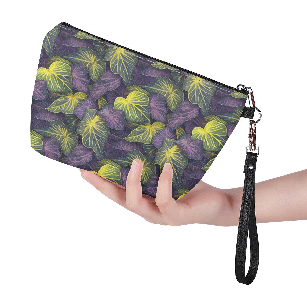 Luxtrini Iridescent Syngonium: Purple and Yellow Sling Cosmetic Bags