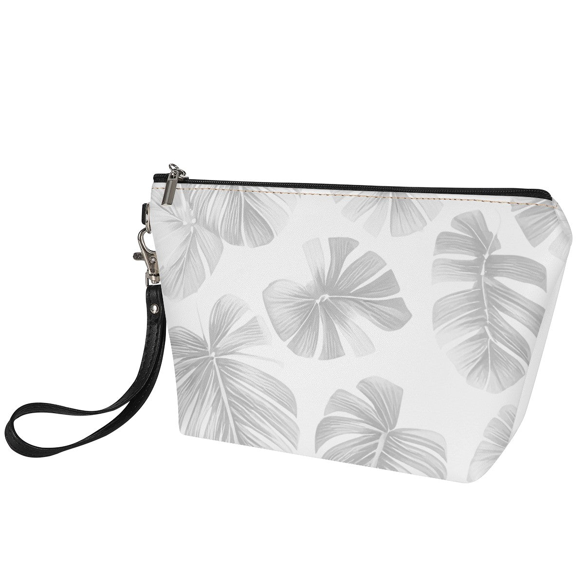 White Monstera Sling Cosmetic Bags