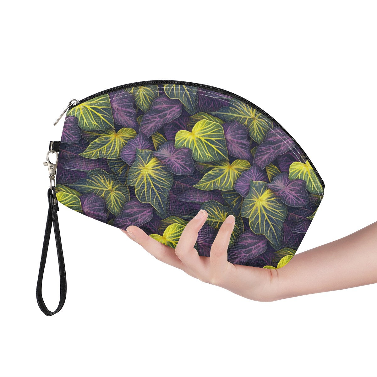 Luxtrini Iridescent Syngonium: Purple and Yellow Curve Cosmetic Bags