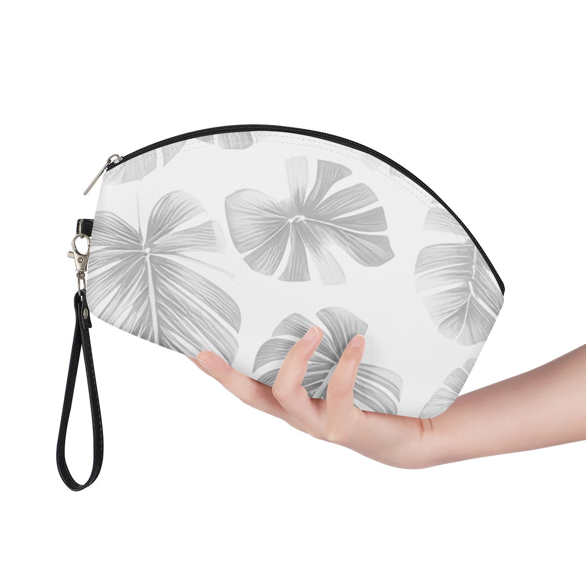 White Monstera Curve Cosmetic Bags