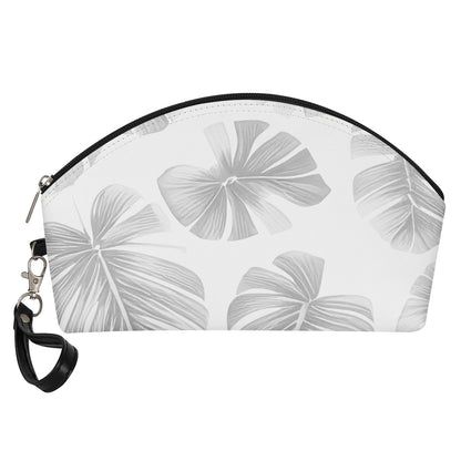 White Monstera Curve Cosmetic Bags