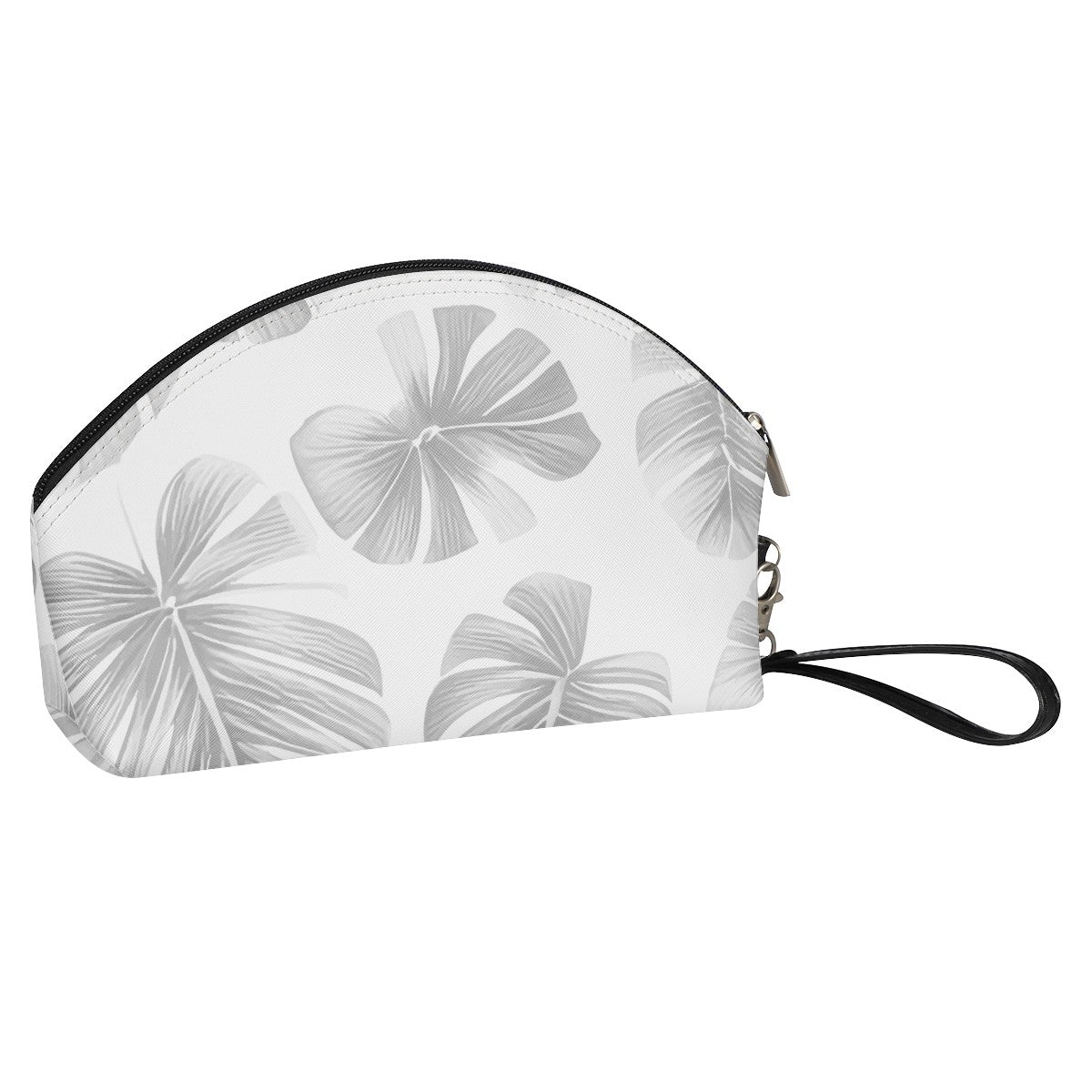 White Monstera Curve Cosmetic Bags