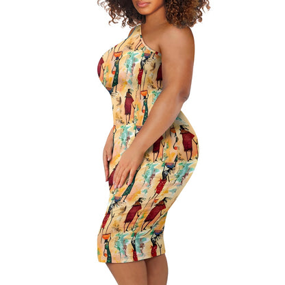 Discover Elegance: Luxtrini's One-Shoulder Slim Dress - Tribal