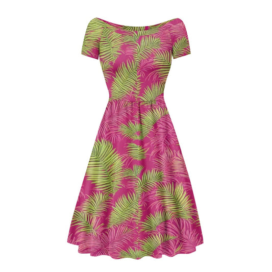 Off shoulder short sleeved dress white