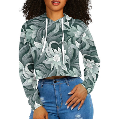 Women's midriff-baring sweatshirt - Tropical Floral