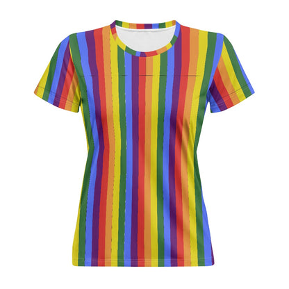 Exquisite Handcrafted Rainbow Pride Round Neck T-Shirt – Luxurious Comfort & Stylish Diversity, Designed for Unity