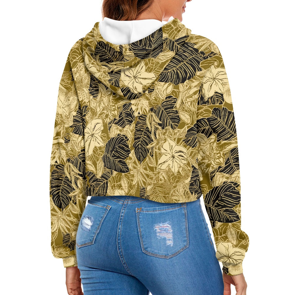 Women's midriff-baring sweatshirt - Tropical