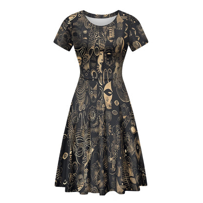 Women Scoop Neck Short Sleeve Ruffle Dress white