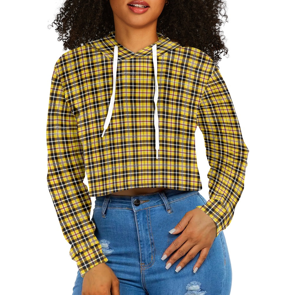 Women's midriff-baring sweatshirt - Yellow Plaid