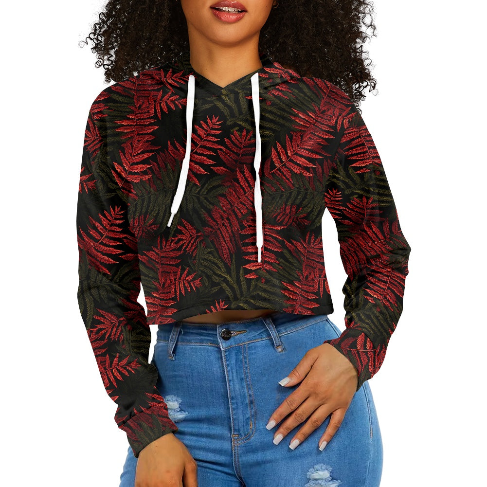 Women's midriff-baring sweatshirt - Tropical Reds