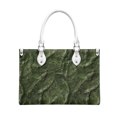 Moss Luxe: Timeless Textured Green PU Leather Women's Twill Handbag