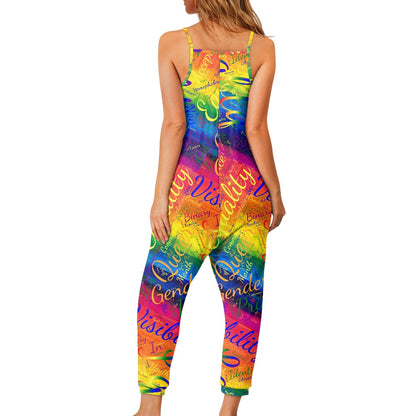 LGBTQ Rainbow Word Cloud Rompers - Exclusive One-of-a-Kind Luxury Romper - Limited Edition, Ethically Made, and Stylishly Comfortable