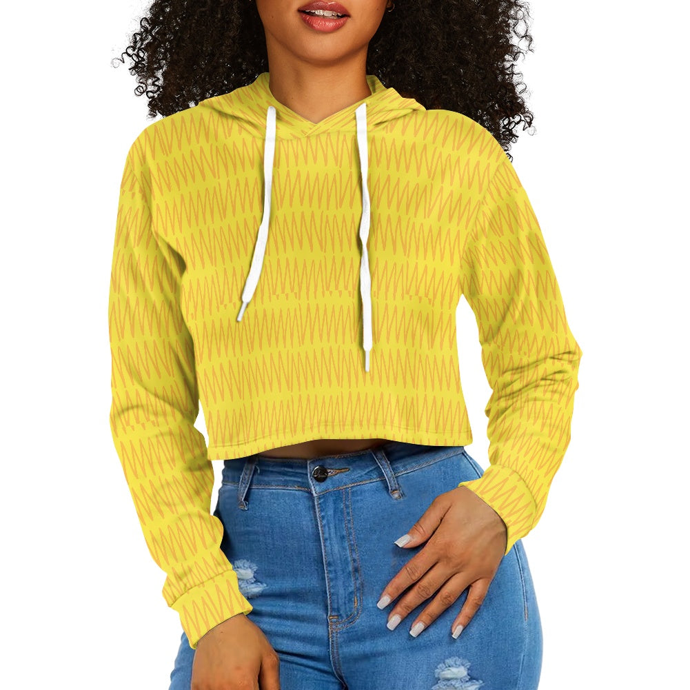 Women's midriff-baring sweatshirt - Yellow mudcloth