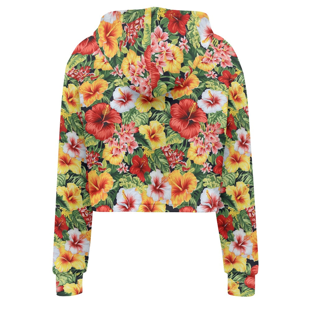 Women's midriff-baring sweatshirt - Hibiscus