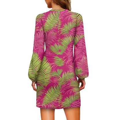 Waist Long Sleeve Tie Dress