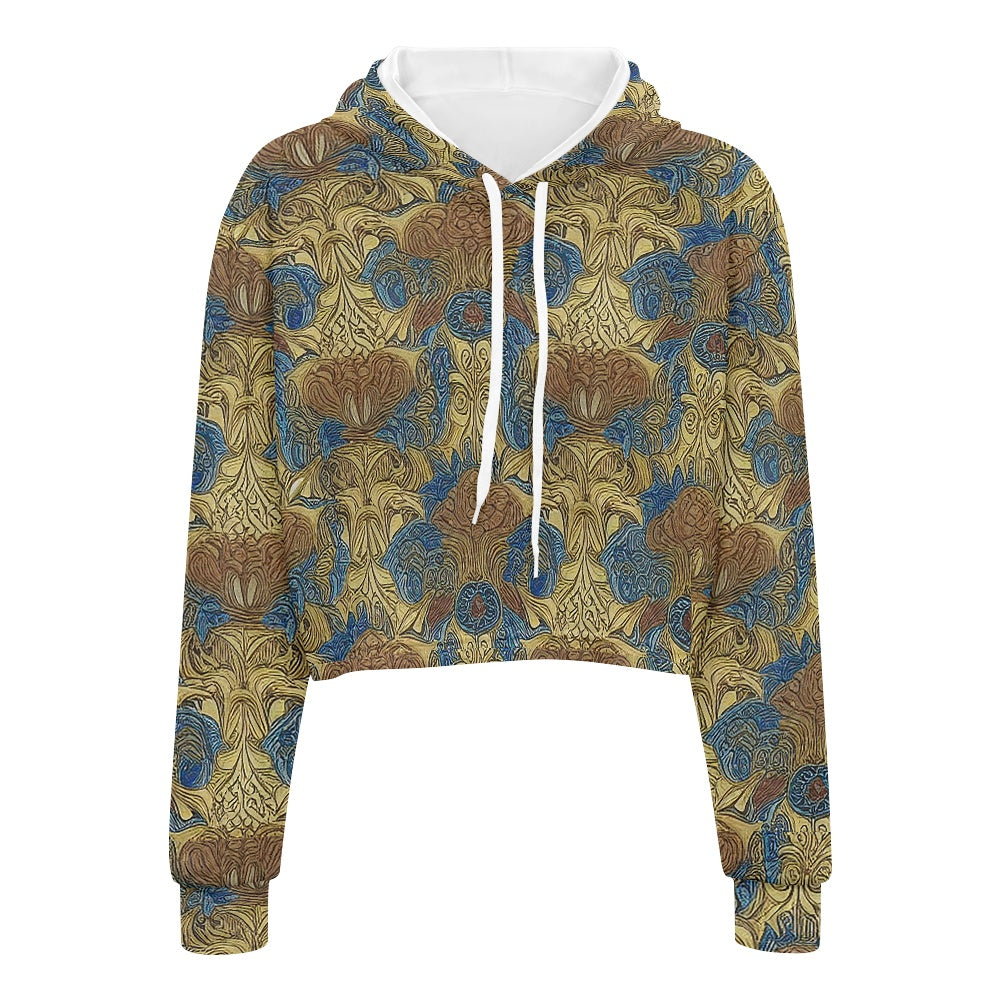 Women's midriff-baring sweatshirt - Abstract white
