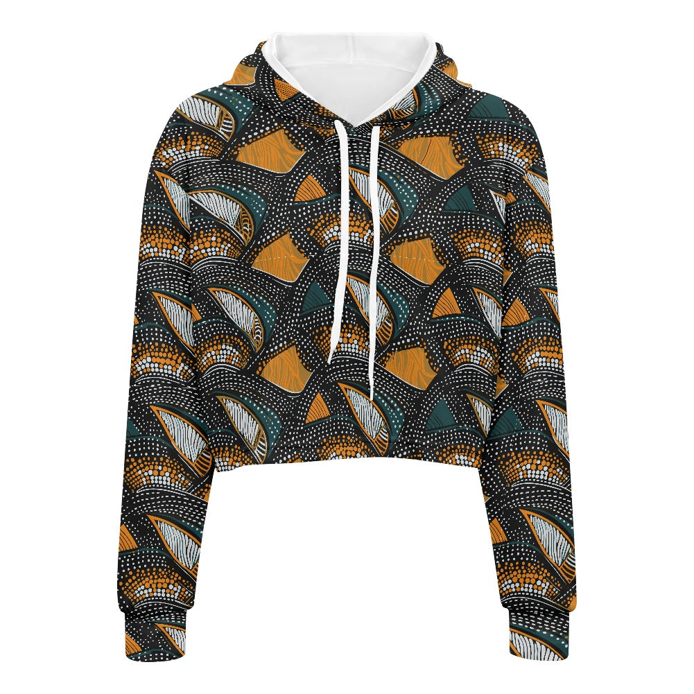 Women's midriff-baring sweatshirt - Ethnic white
