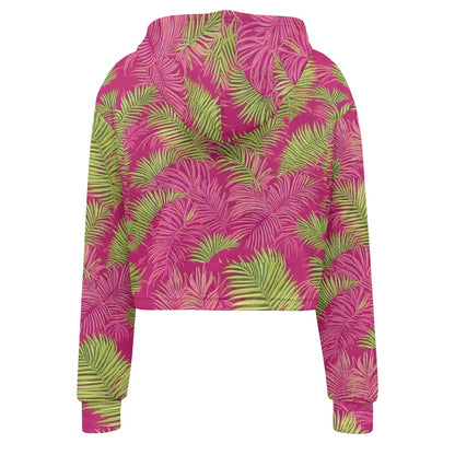 Women's midriff-baring sweatshirt - Pink and Green Tropical