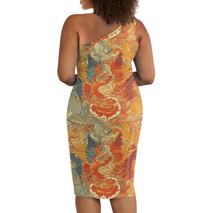 Discover Elegance: Luxtrini's One-Shoulder Slim Dress - Chinese