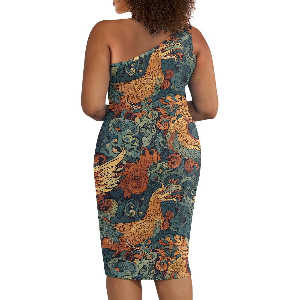 Discover Elegance: Luxtrini's One-Shoulder Slim Dress - Chinese