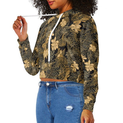Women's midriff-baring sweatshirt - Island Tropical