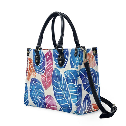 Tropical Breeze: Hand-Painted Leaf Print,  Women's PU leather twill handbag