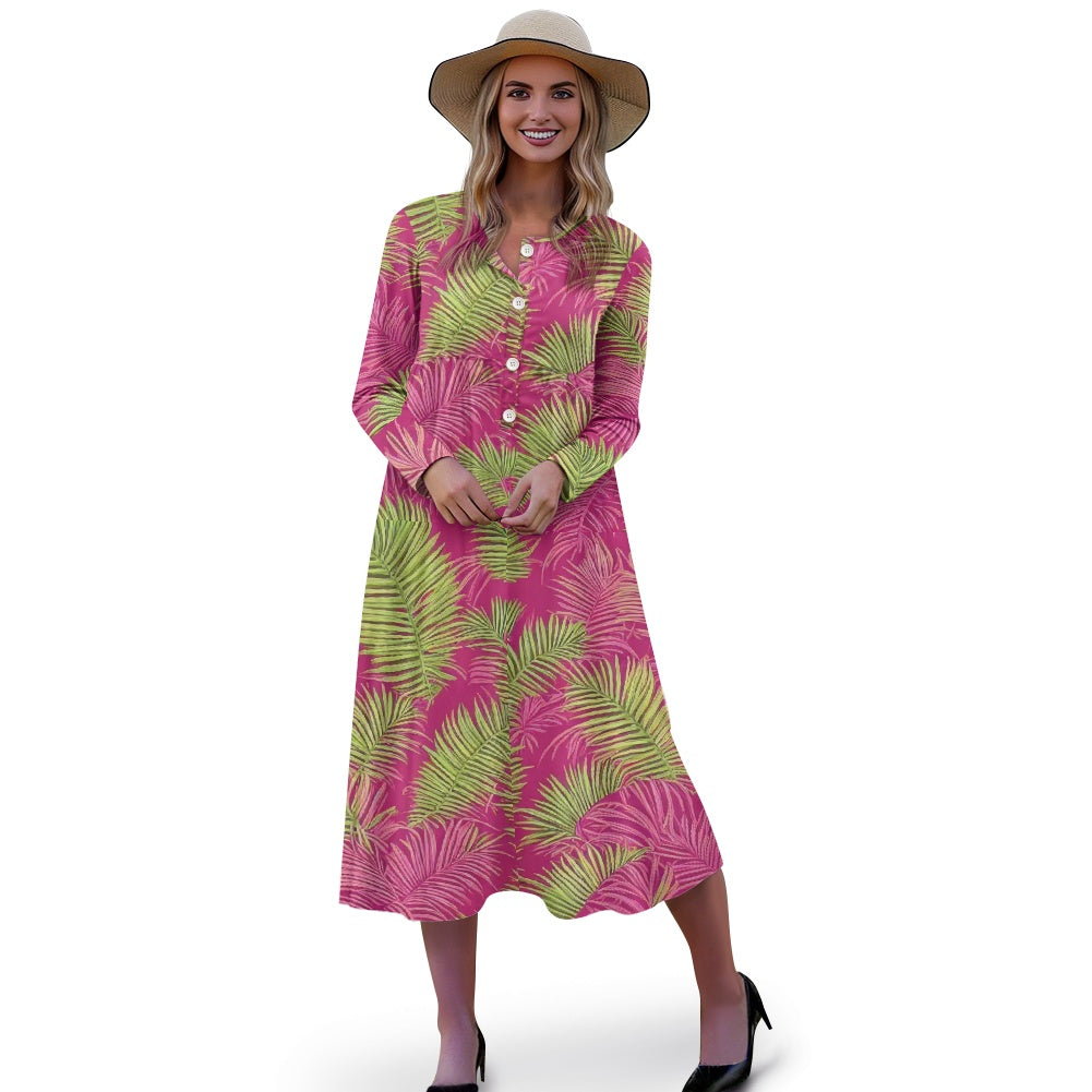 Ladies V-neck button dress