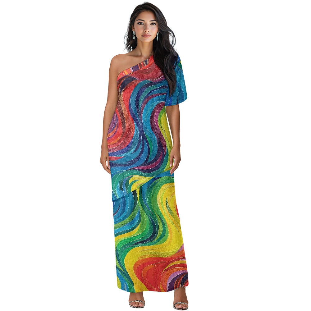 Elegant Off-Shoulder Two-Piece Dress for Women white