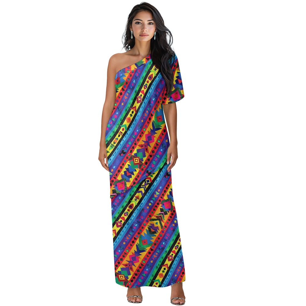 Elegant Off-Shoulder Two-Piece Dress for Women white