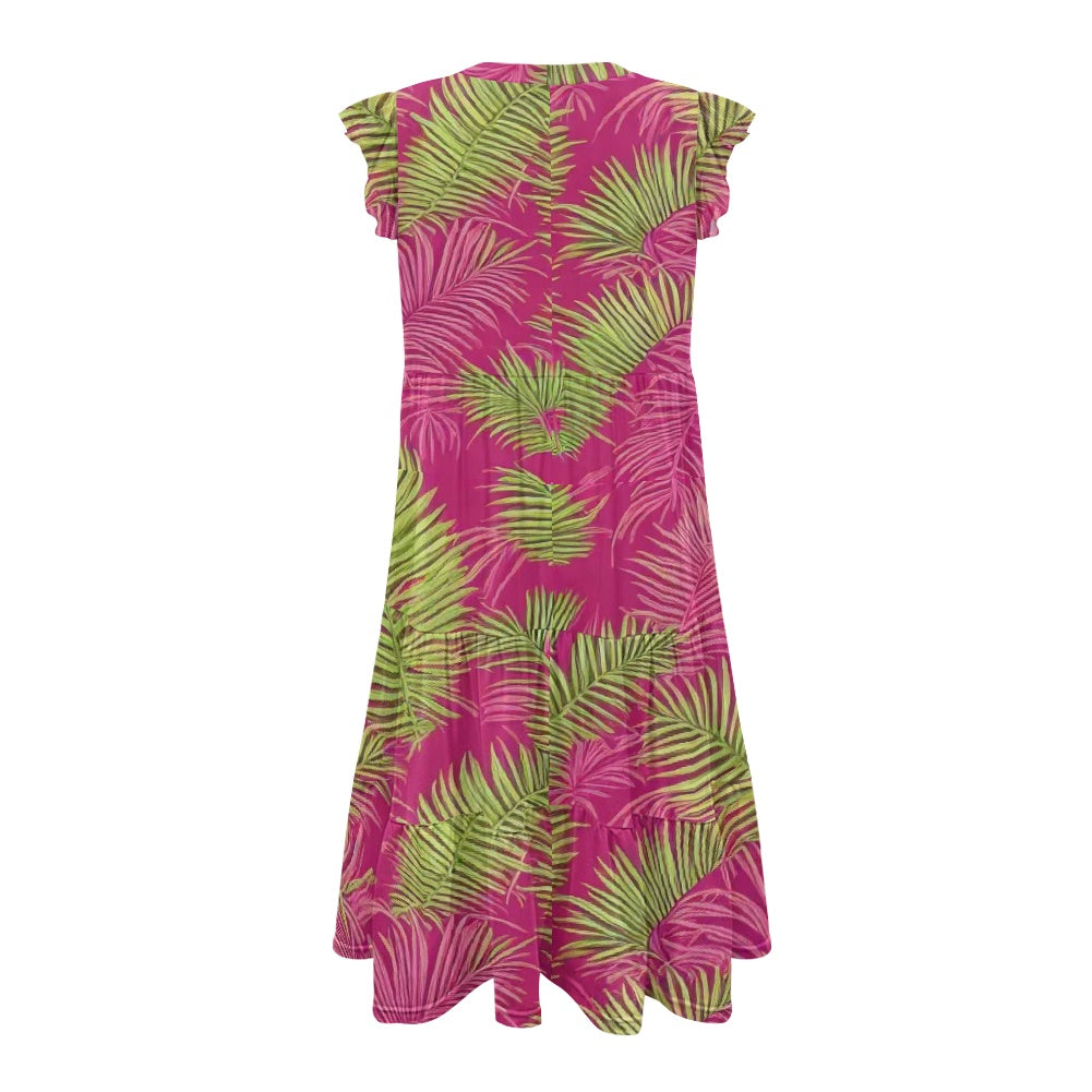 Women's V-neck pocket waist patchwork dress