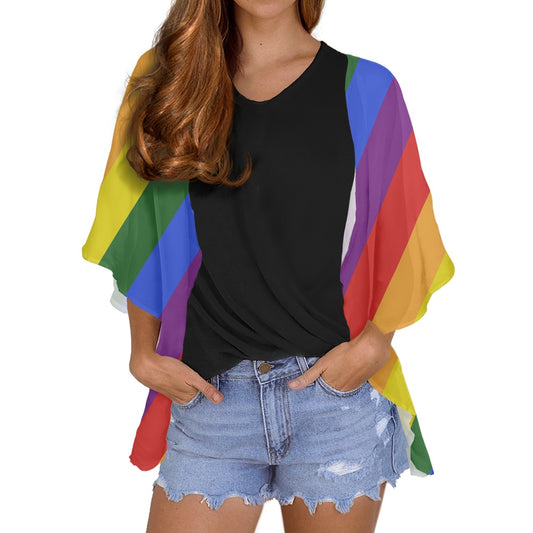 Rainbow Women's cardigan chiffon shirt white