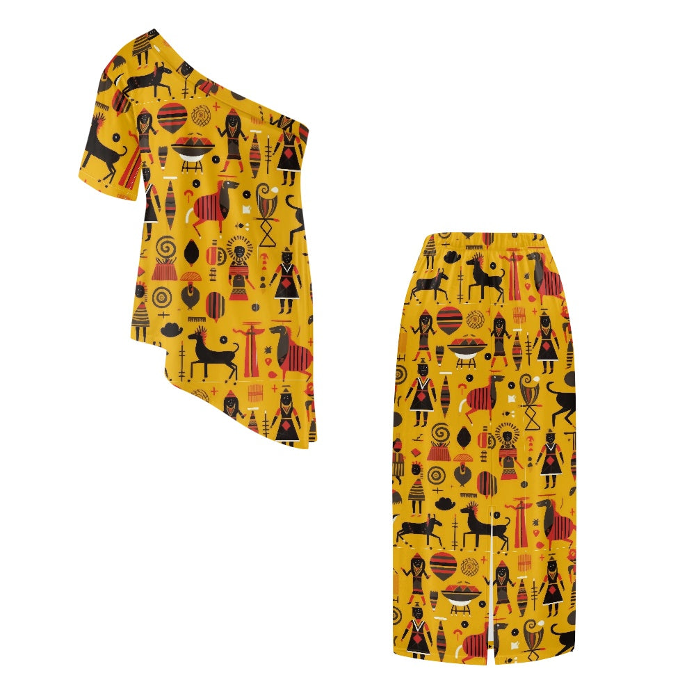 Elegant Off-Shoulder Two-Piece Dress for Women