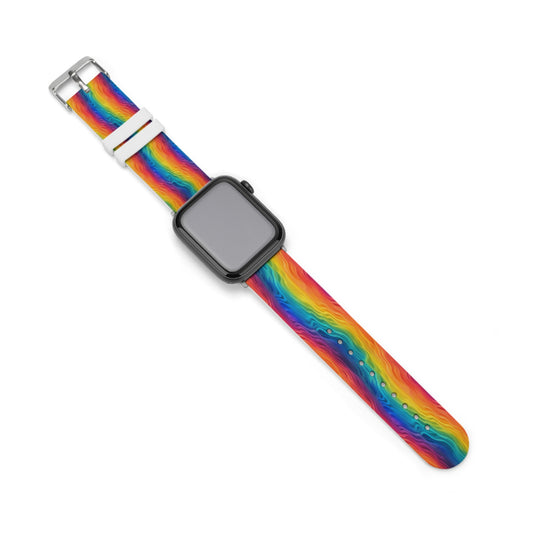 Rainbow Wave Silicone Apple Watch Band – Soft, Sweat-Proof, Adjustable Strap for All Series (38–45mm)