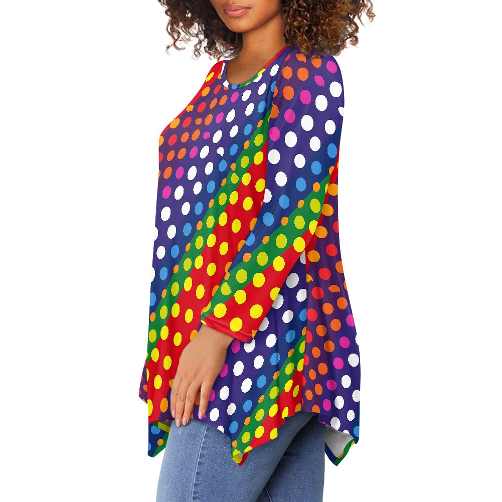 Women's irregular long sleeve tops