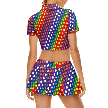 LGBTQ-Friendly Rainbow Polka Dot 
Cheerleaders Suit by Luxtrini