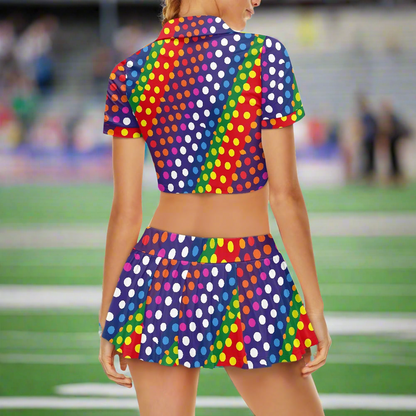 LGBTQ-Friendly Rainbow Polka Dot 
Cheerleaders Suit by Luxtrini