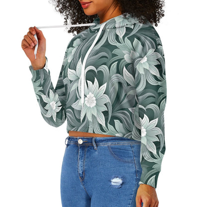 Women's midriff-baring sweatshirt - Tropical Floral