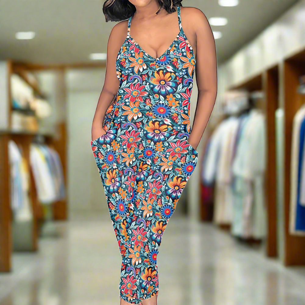 Mexican Floral Rompers - Exclusive One-of-a-Kind Luxury Romper - Limited Edition, Ethically Made, and Stylishly Comfortable