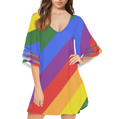 Rainbow Chiffon dress white