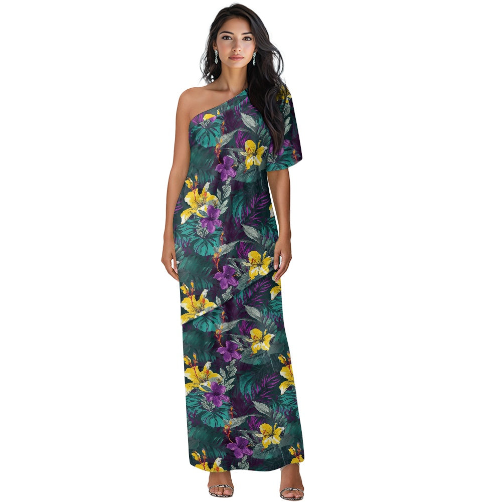 Elegant Off-Shoulder Two-Piece Dress for Women white